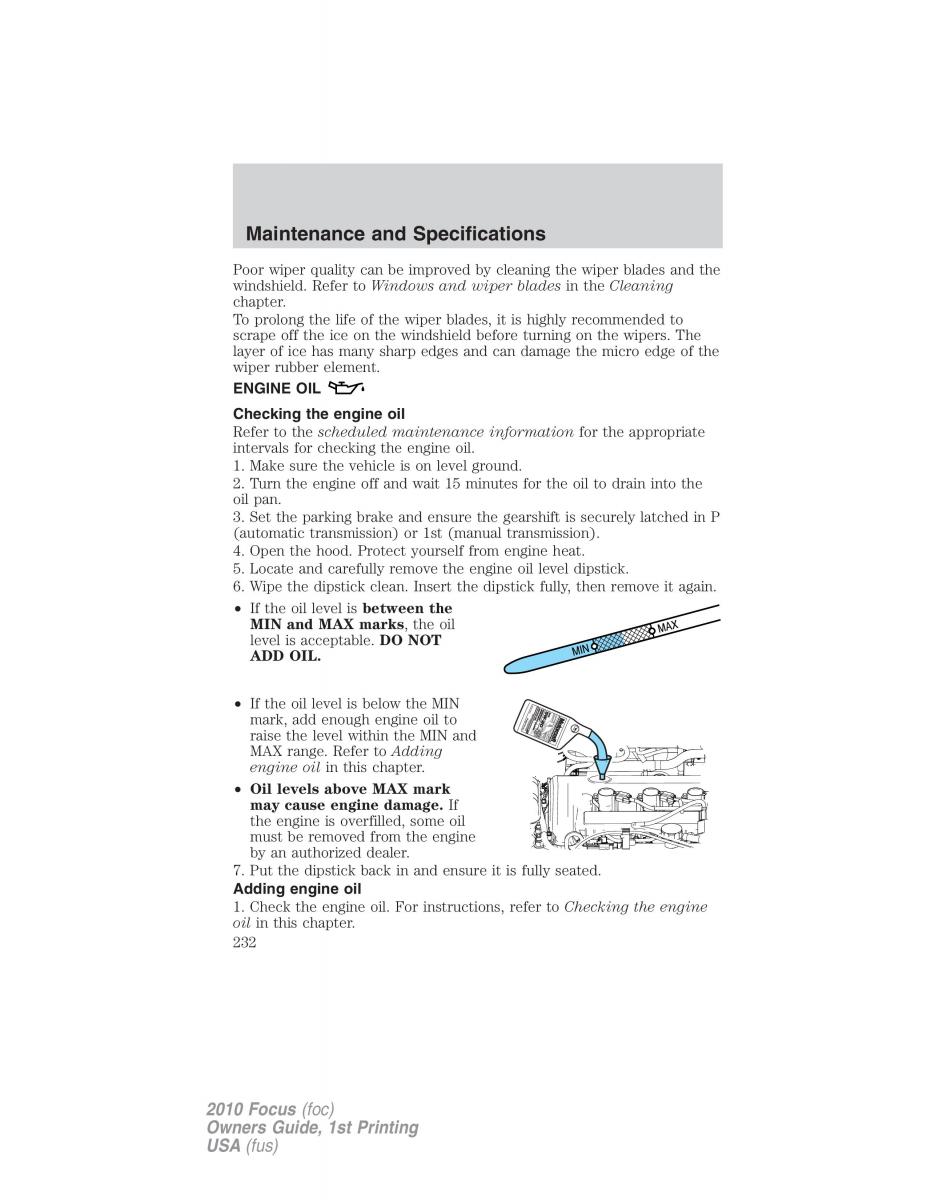 Ford Focus II 2 owners manual / page 232