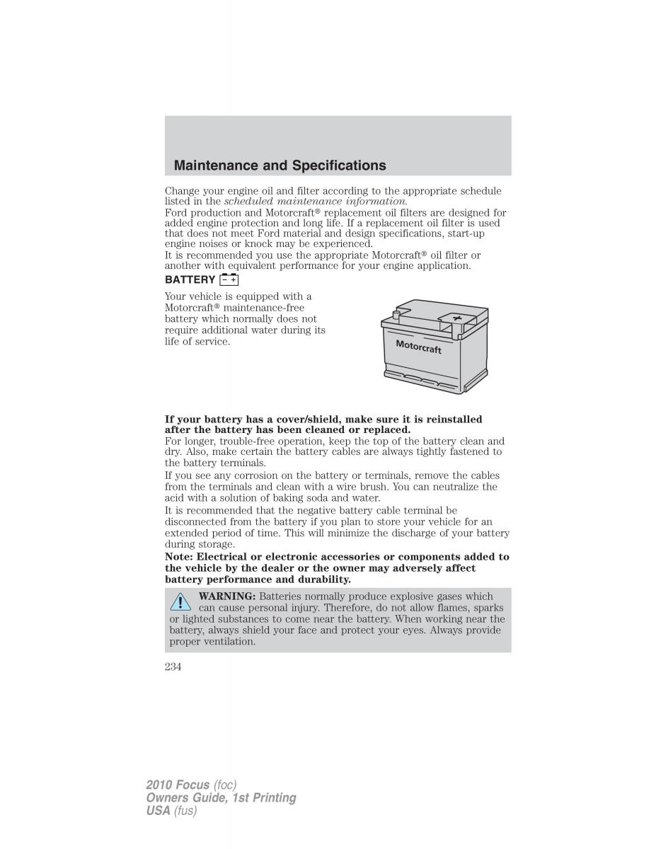 Ford Focus II 2 owners manual / page 234