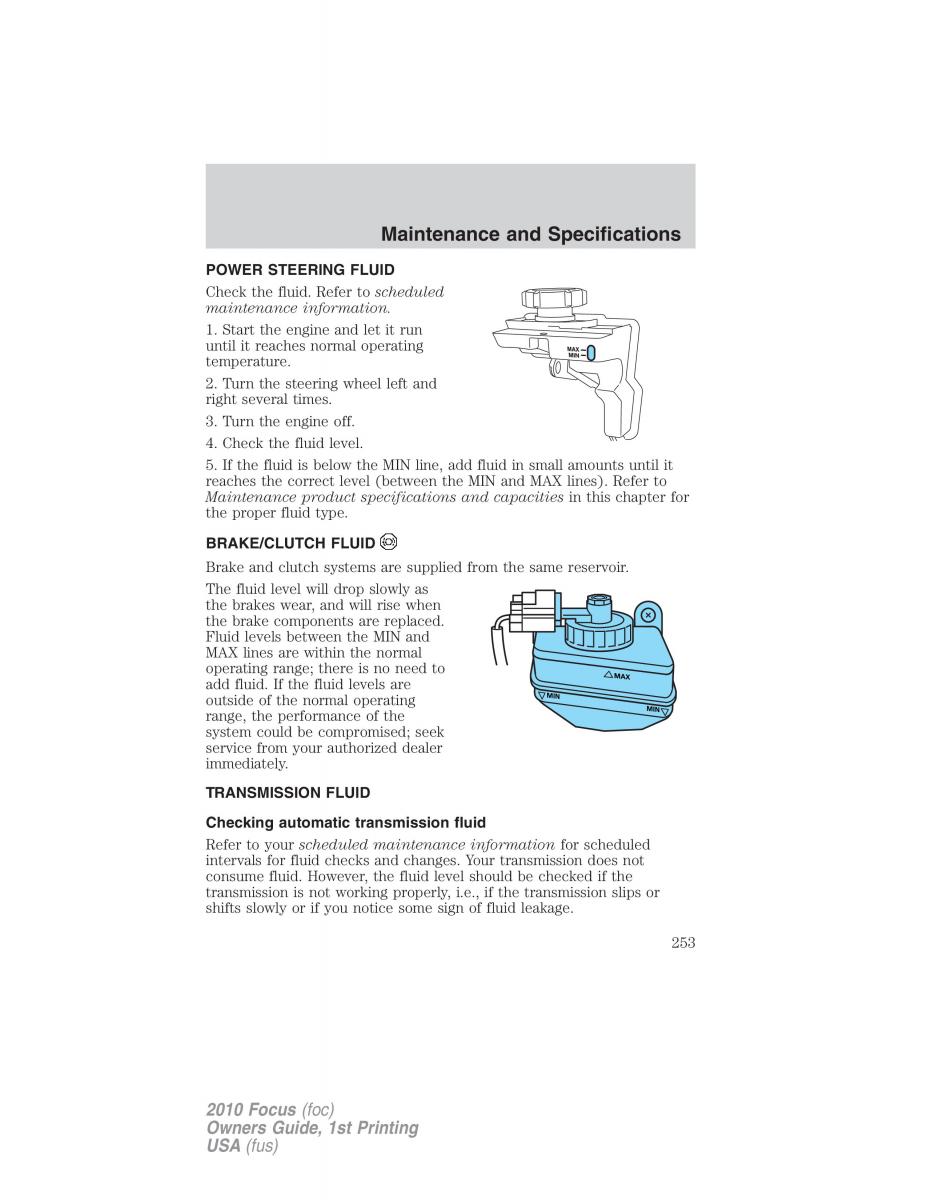 Ford Focus II 2 owners manual / page 253