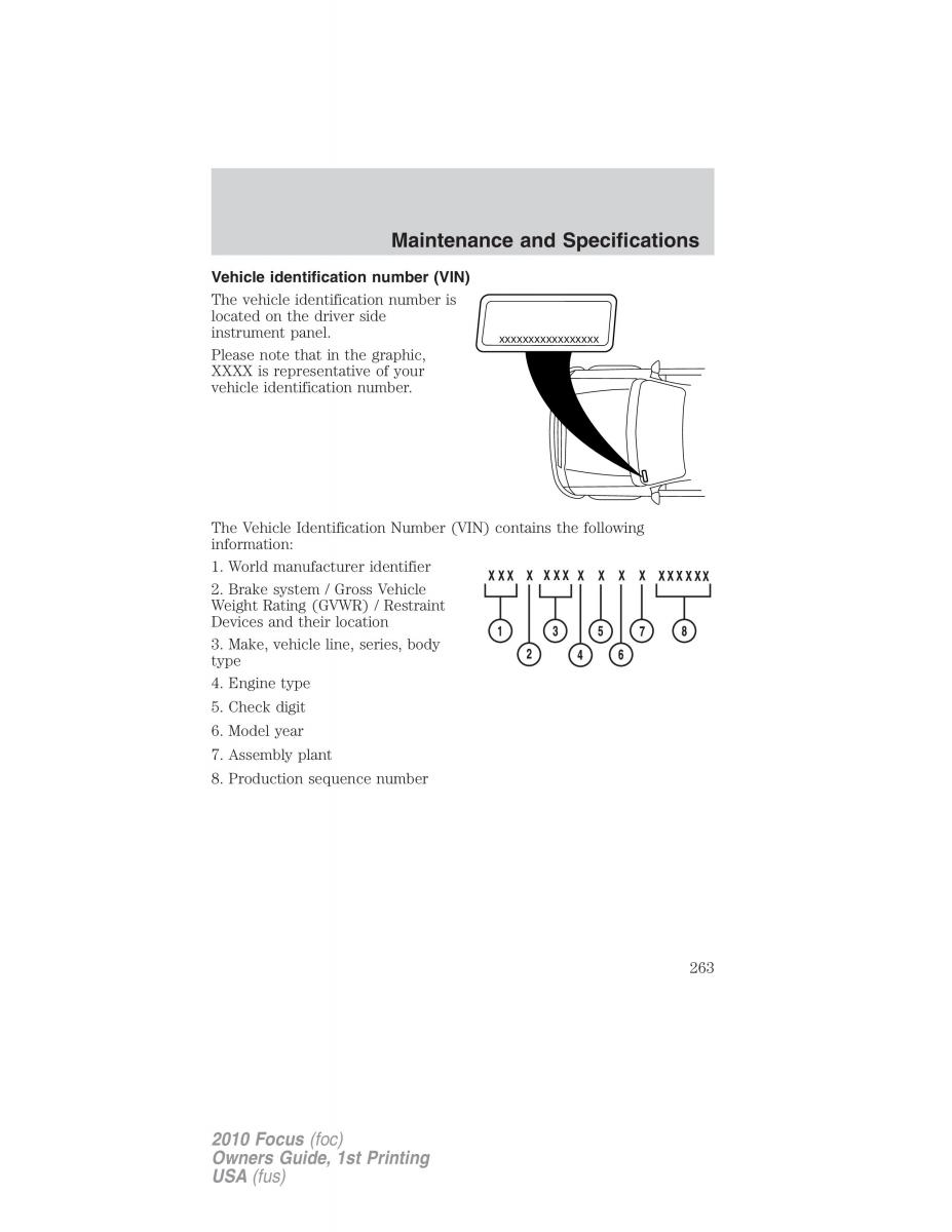 Ford Focus II 2 owners manual / page 263