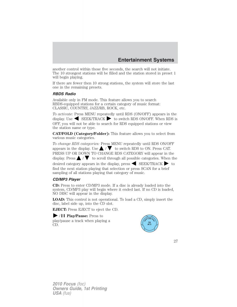 Ford Focus II 2 owners manual / page 27