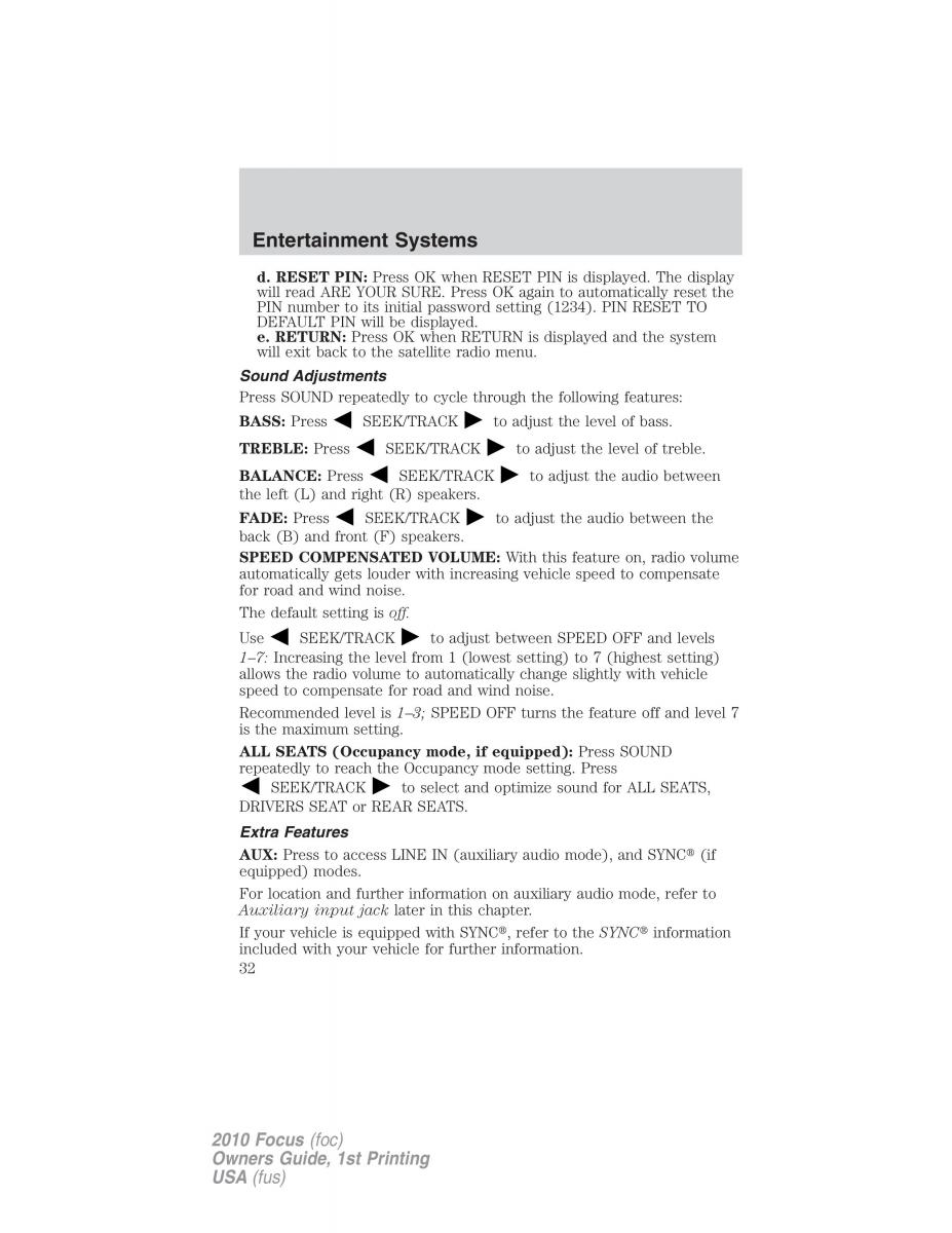 Ford Focus II 2 owners manual / page 32