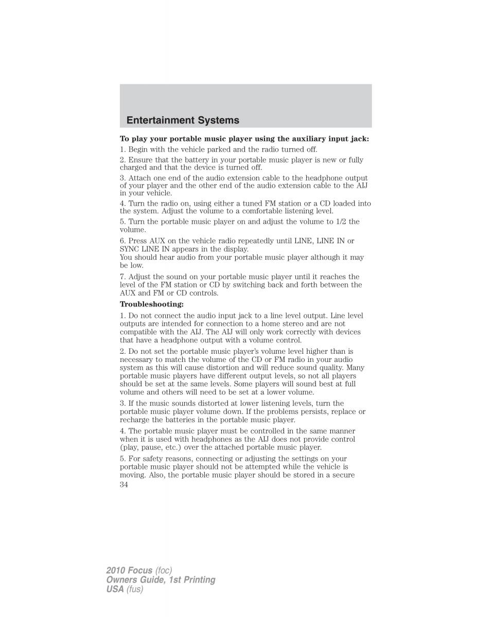 Ford Focus II 2 owners manual / page 34