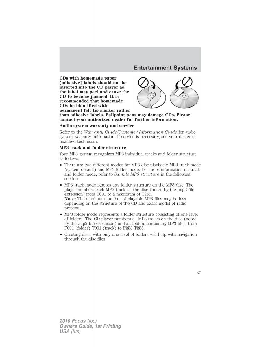 Ford Focus II 2 owners manual / page 37