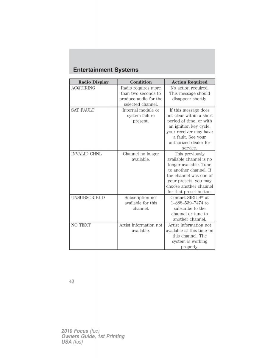 Ford Focus II 2 owners manual / page 40