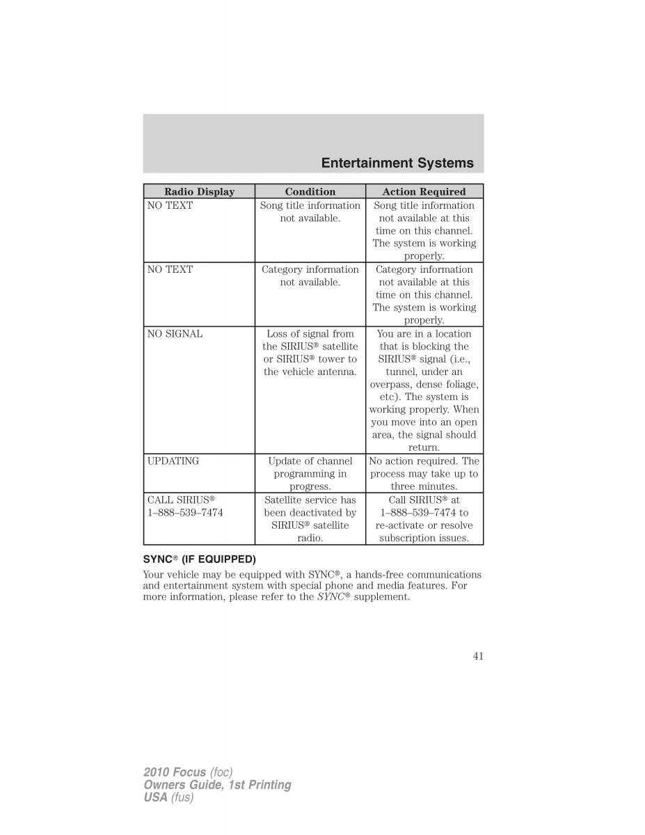 Ford Focus II 2 owners manual / page 41