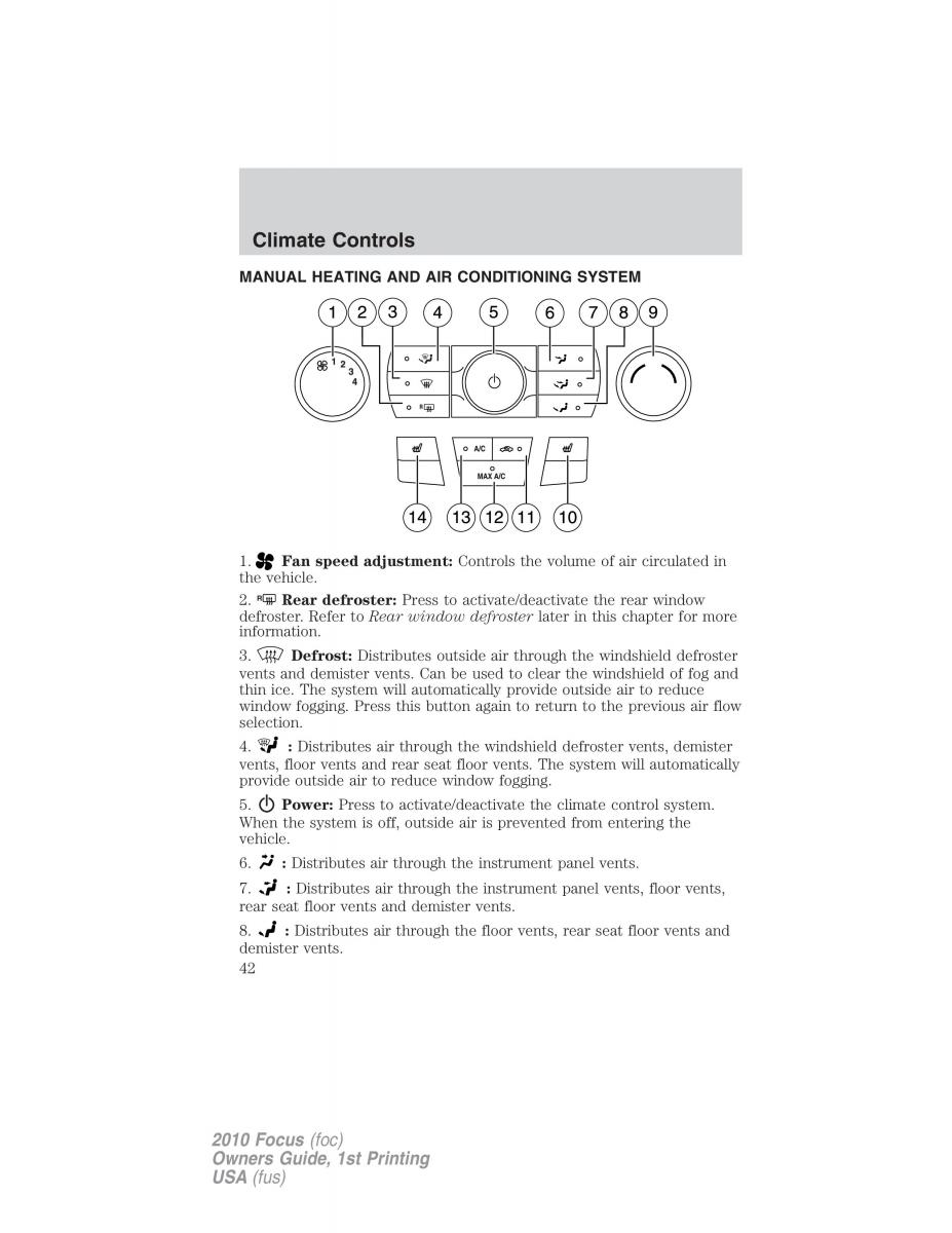 Ford Focus II 2 owners manual / page 42