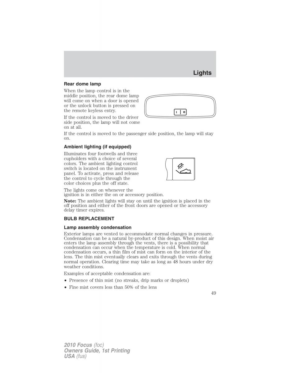 Ford Focus II 2 owners manual / page 49