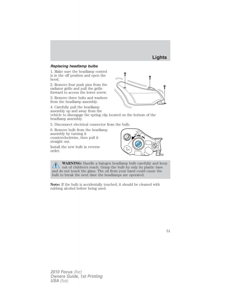 Ford Focus II 2 owners manual / page 51