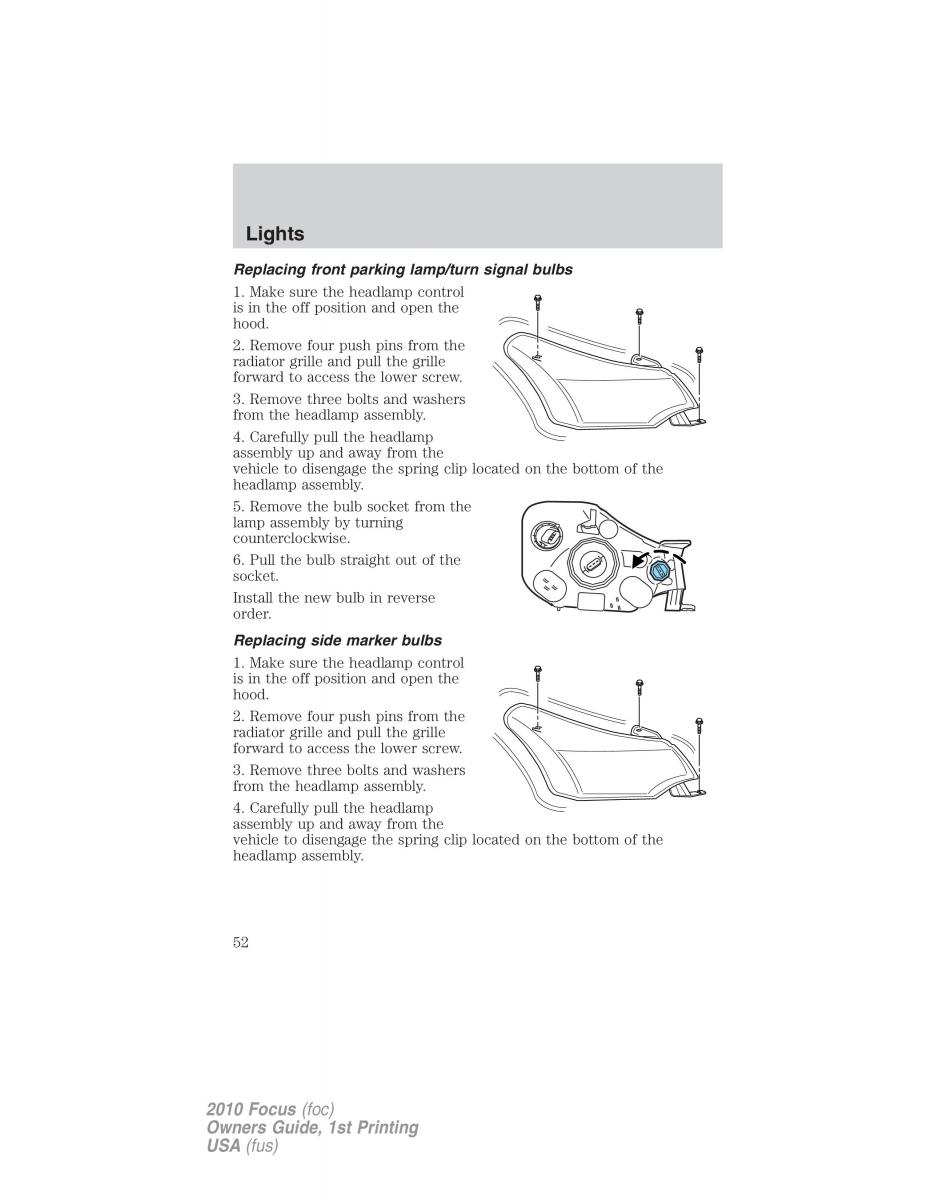 Ford Focus II 2 owners manual / page 52