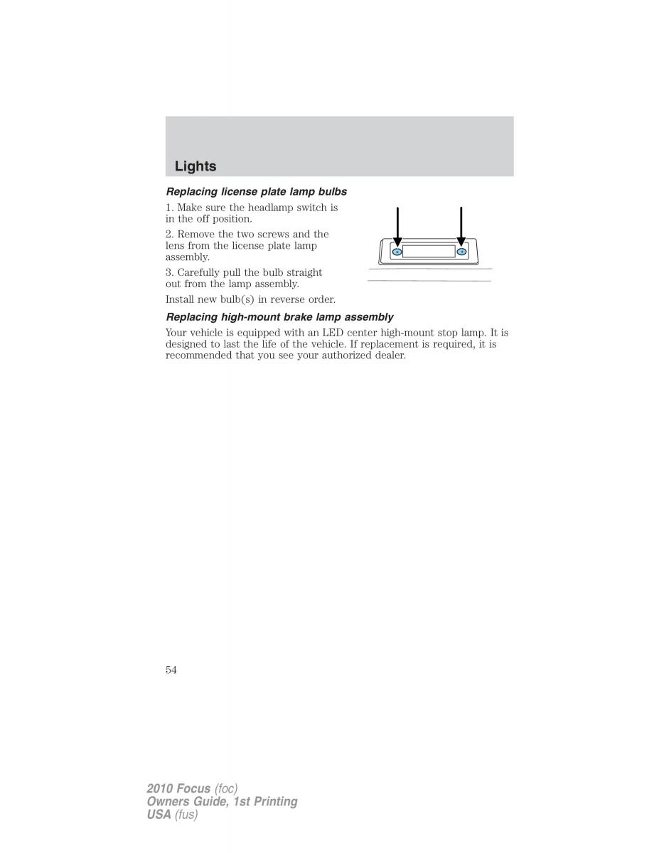 Ford Focus II 2 owners manual / page 54