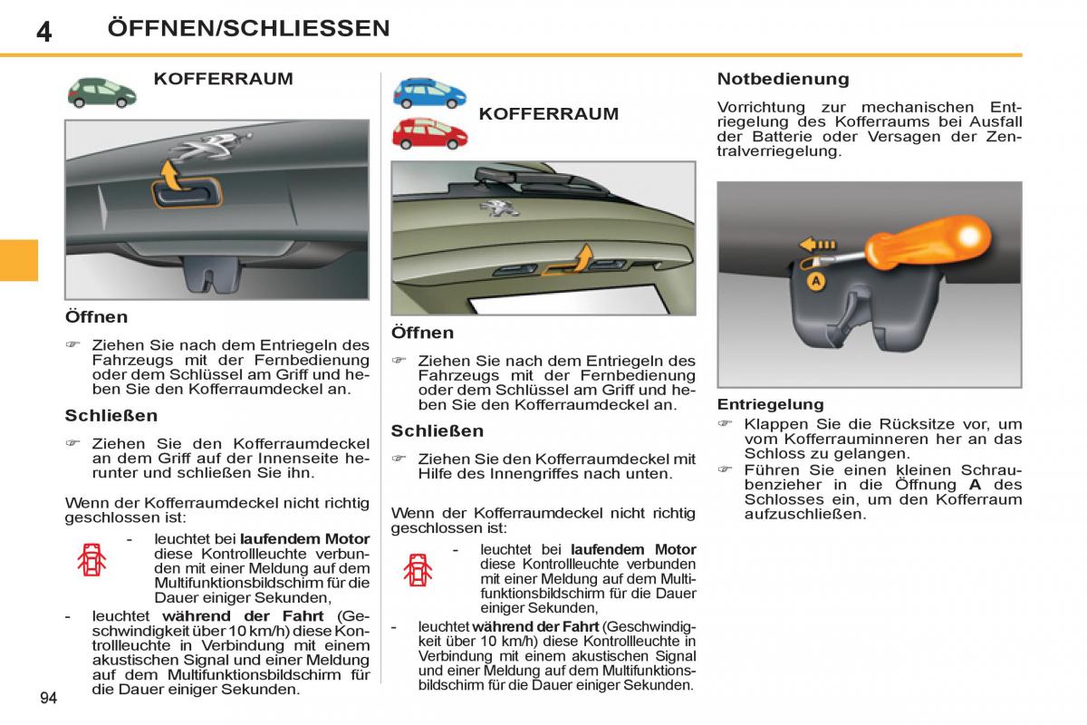 Peugeot 308 SW I 1 Handbuch / page 96