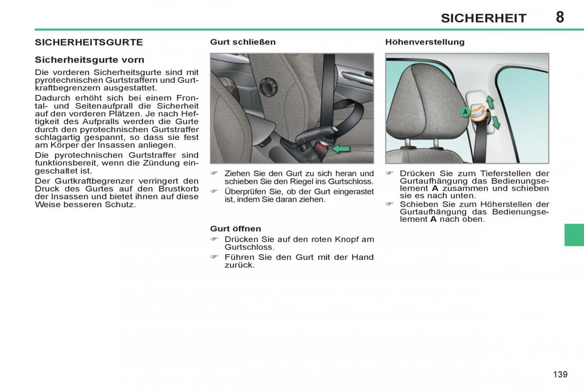 Peugeot 308 SW I 1 Handbuch / page 141