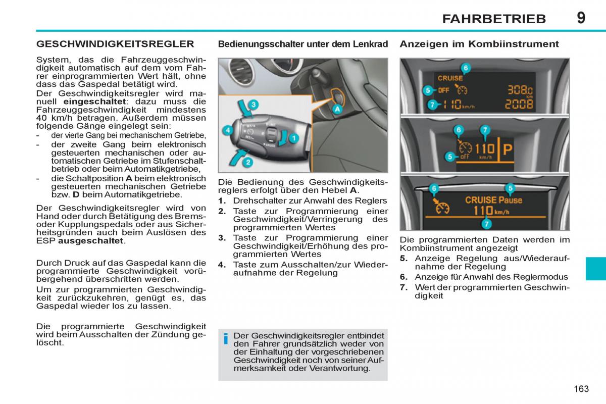 Peugeot 308 SW I 1 Handbuch / page 165