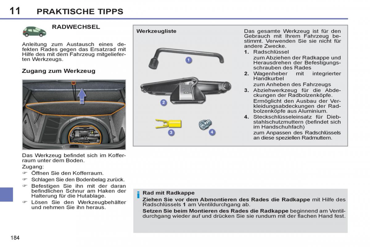 Peugeot 308 SW I 1 Handbuch / page 186