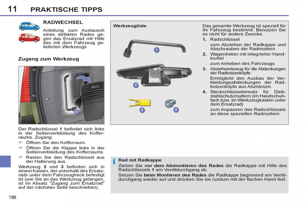 Peugeot 308 SW I 1 Handbuch / page 188