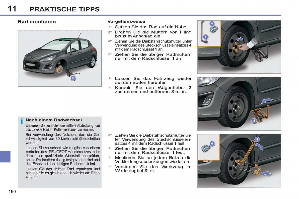 Peugeot 308 SW I 1 Handbuch / page 192