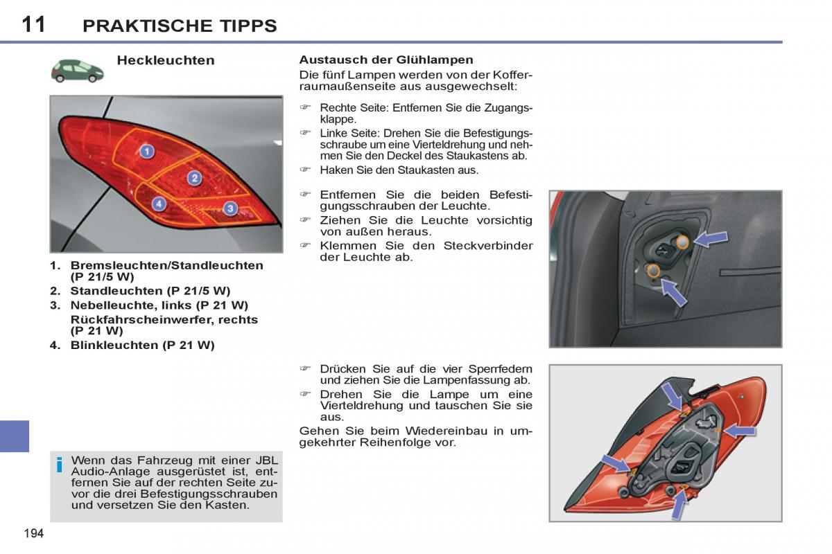 Peugeot 308 SW I 1 Handbuch / page 196