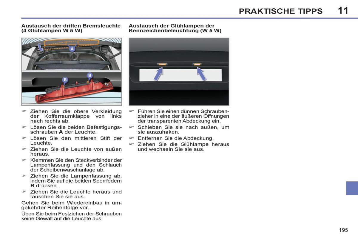 Peugeot 308 SW I 1 Handbuch / page 197