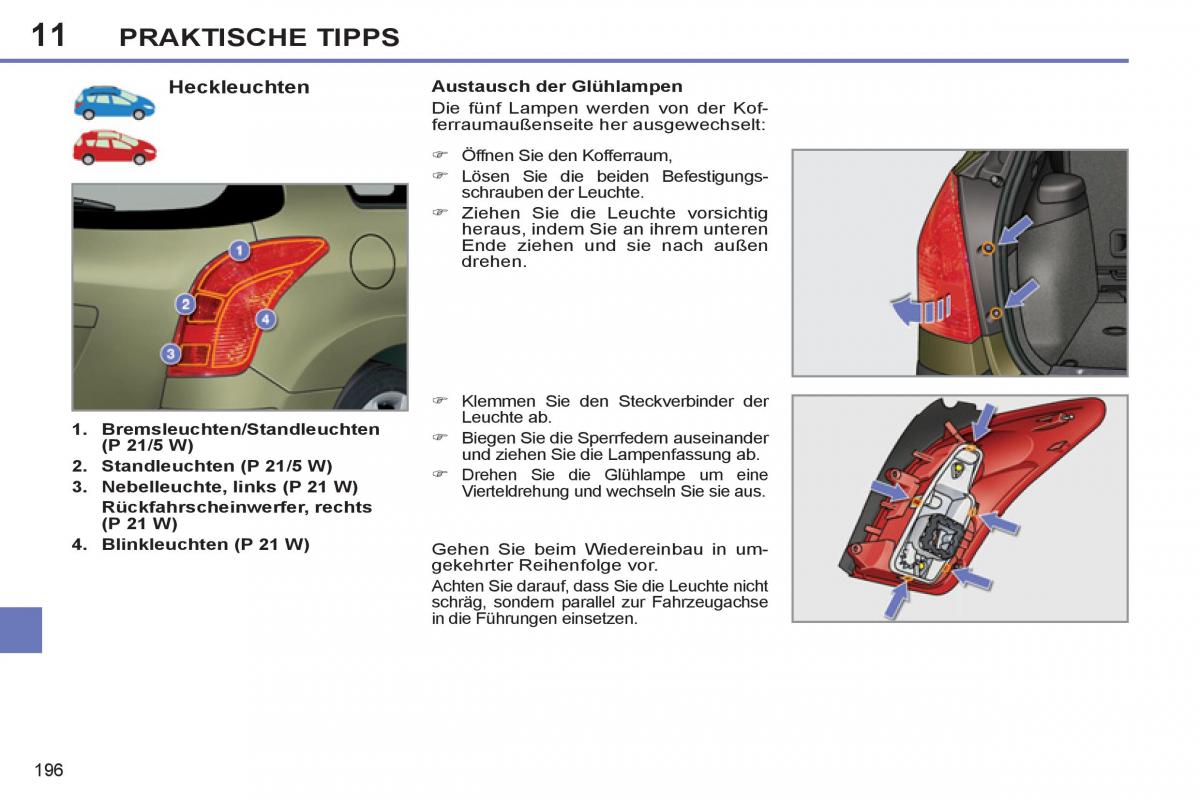 Peugeot 308 SW I 1 Handbuch / page 198