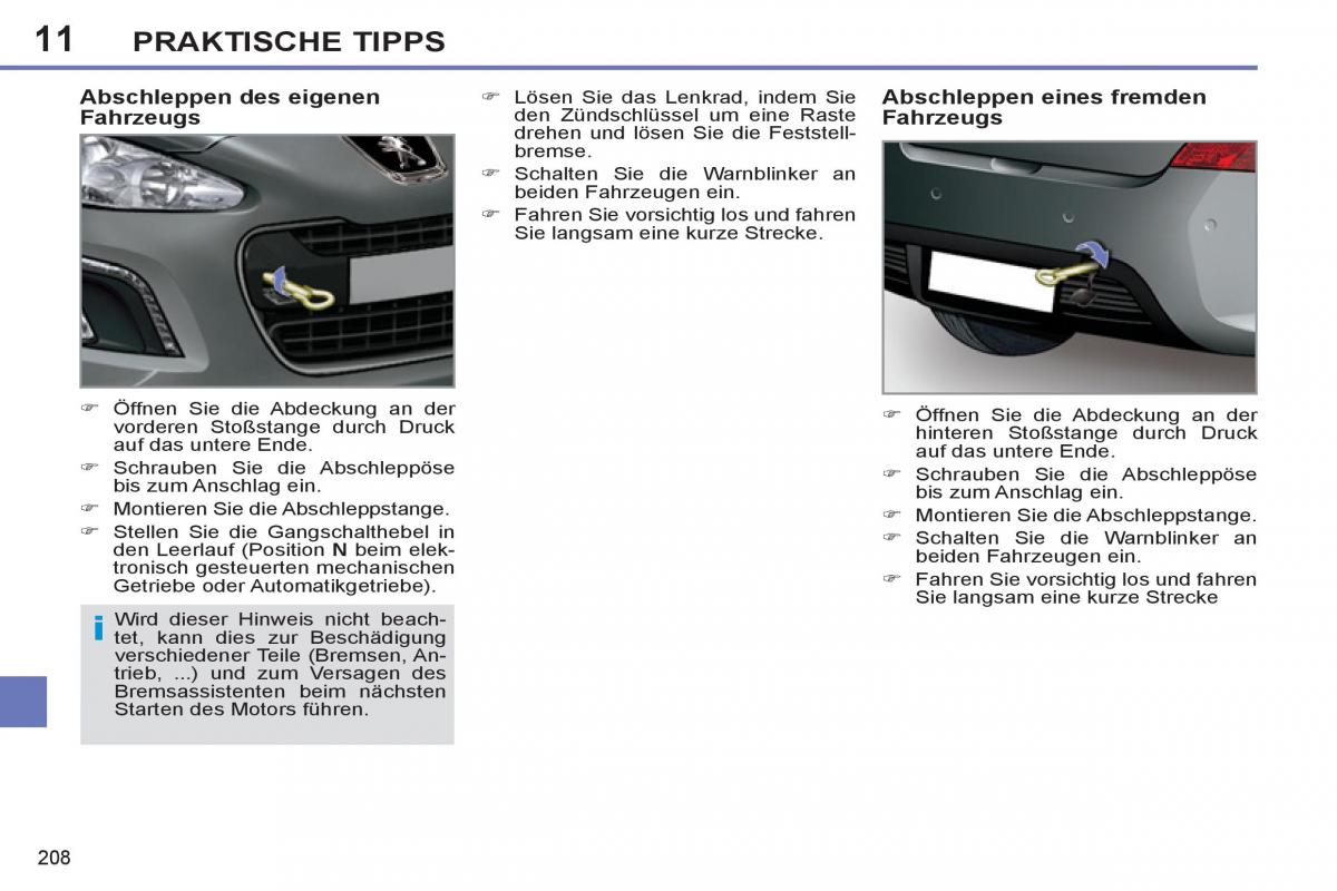 Peugeot 308 SW I 1 Handbuch / page 210