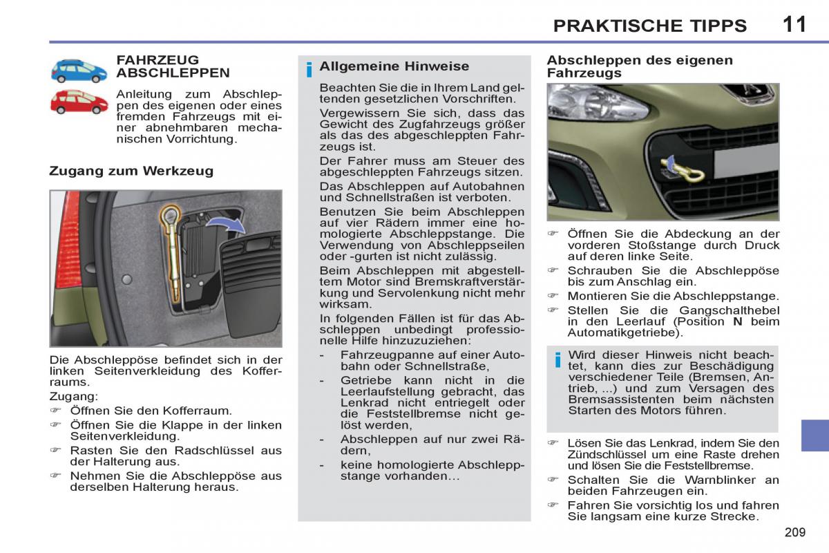 Peugeot 308 SW I 1 Handbuch / page 211