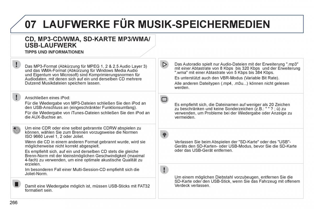 Peugeot 308 SW I 1 Handbuch / page 268