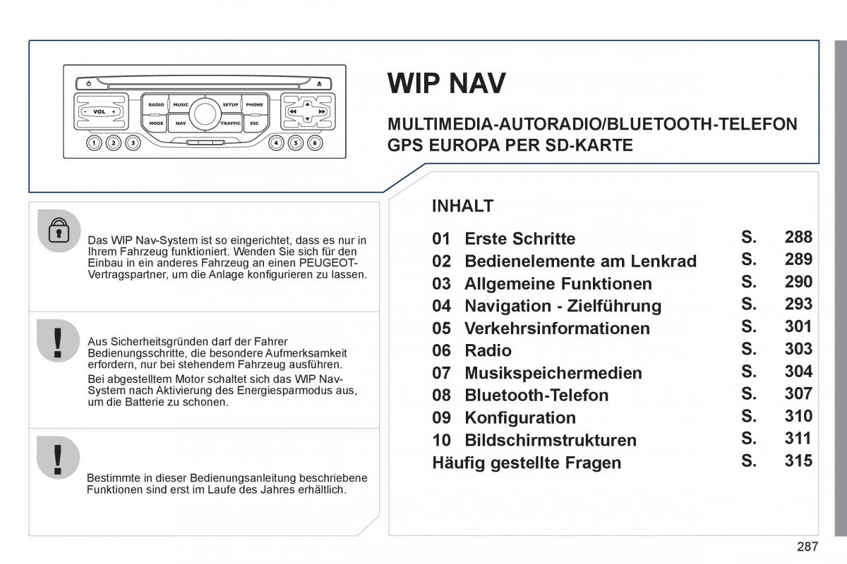 Peugeot 308 SW I 1 Handbuch / page 289