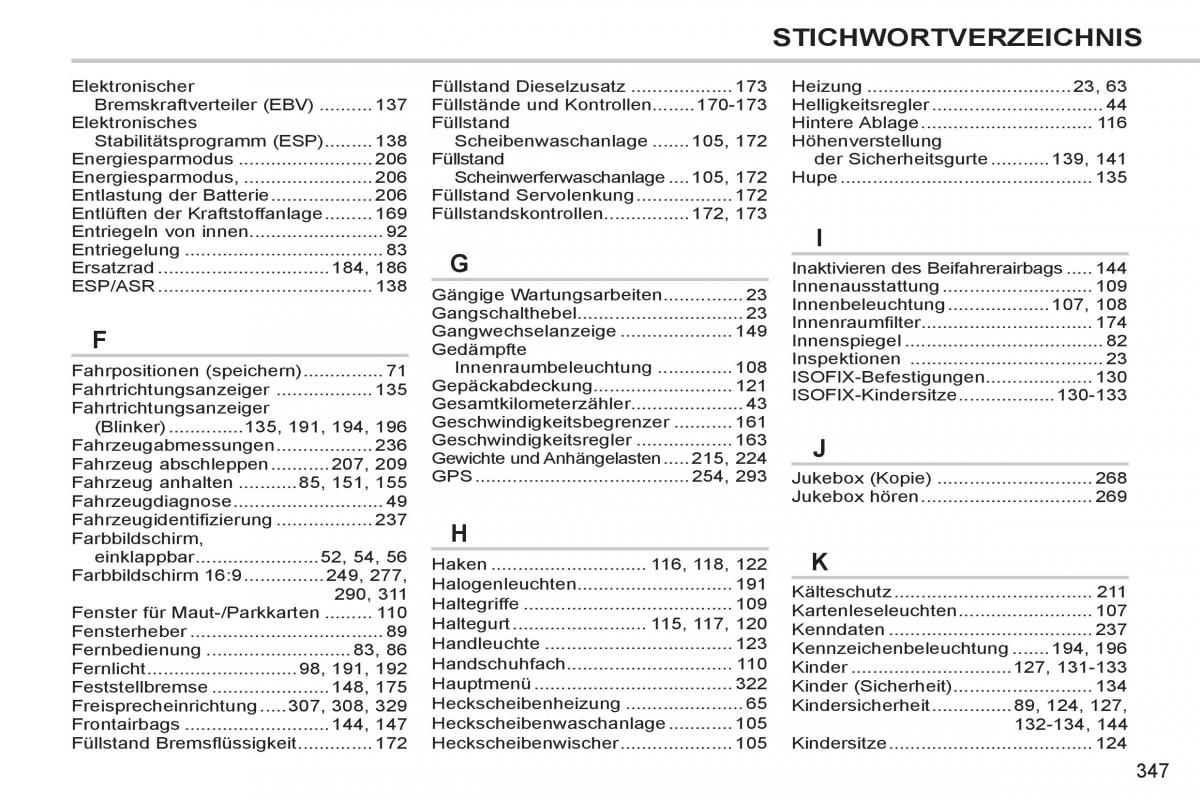 Peugeot 308 SW I 1 Handbuch / page 349