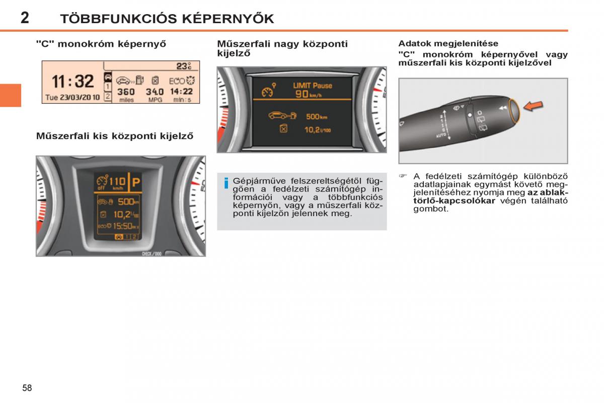 Peugeot 308 SW I 1 Kezelesi utmutato / page 60