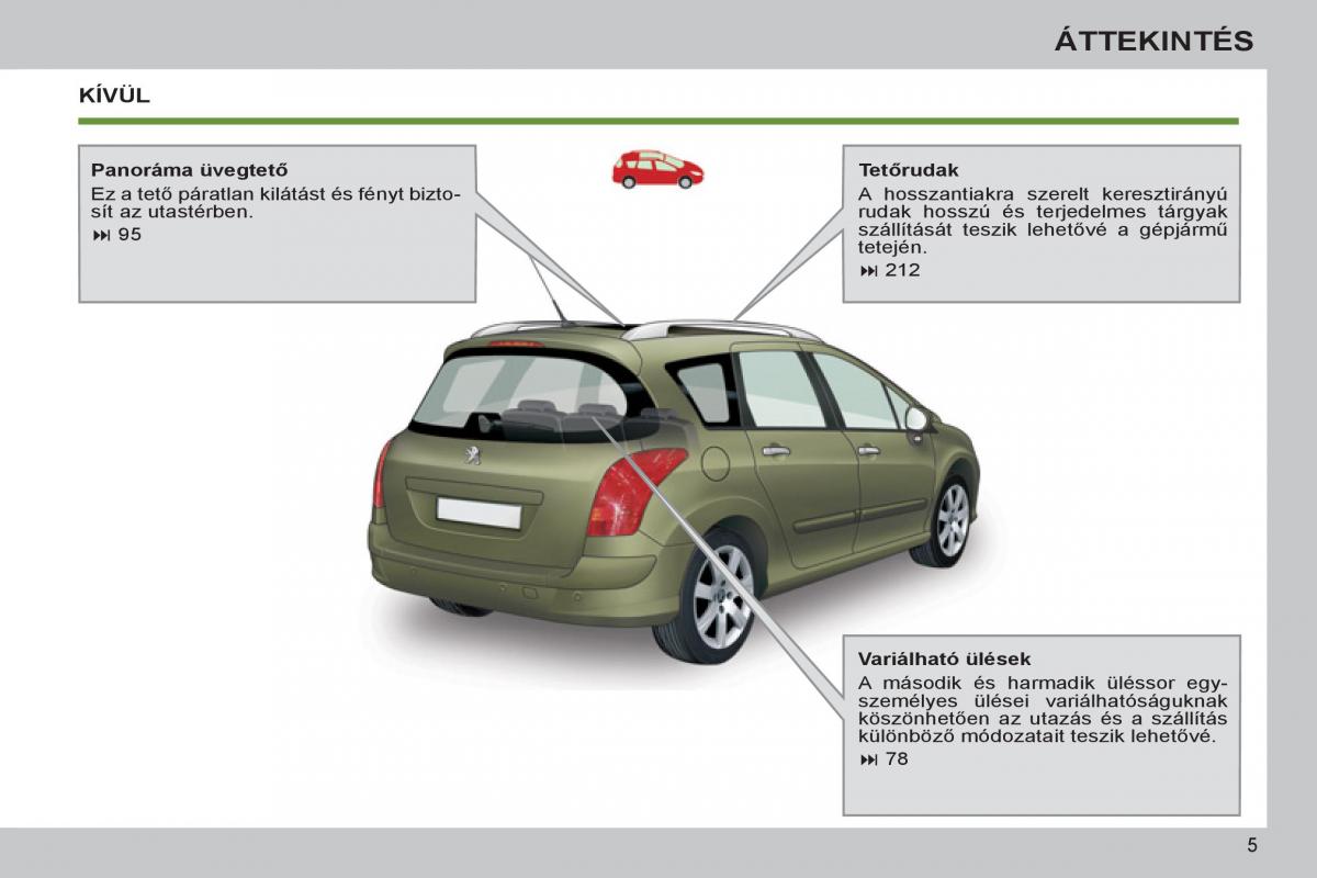 Peugeot 308 SW I 1 Kezelesi utmutato / page 7