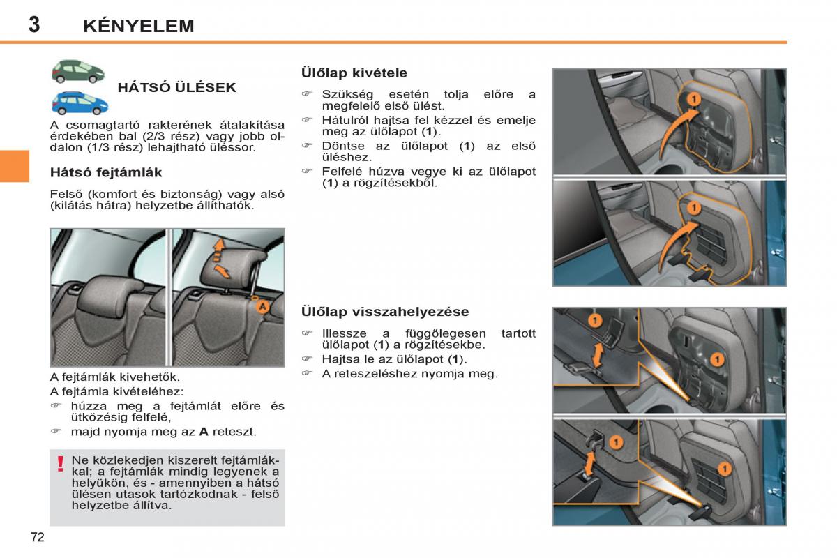 Peugeot 308 SW I 1 Kezelesi utmutato / page 74