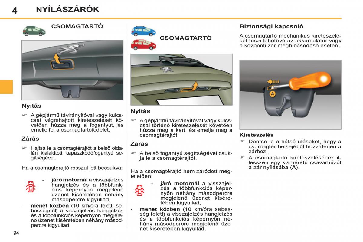 Peugeot 308 SW I 1 Kezelesi utmutato / page 96