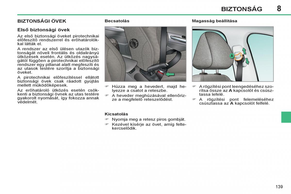 Peugeot 308 SW I 1 Kezelesi utmutato / page 141