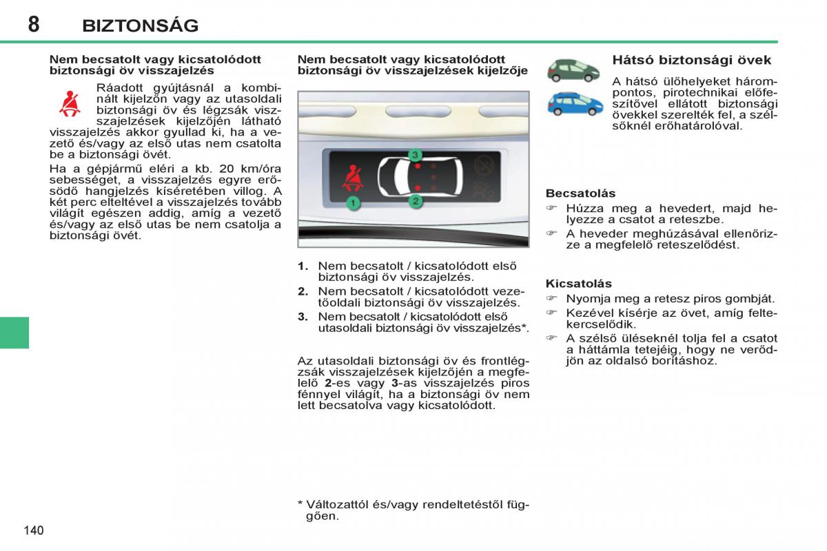 Peugeot 308 SW I 1 Kezelesi utmutato / page 142