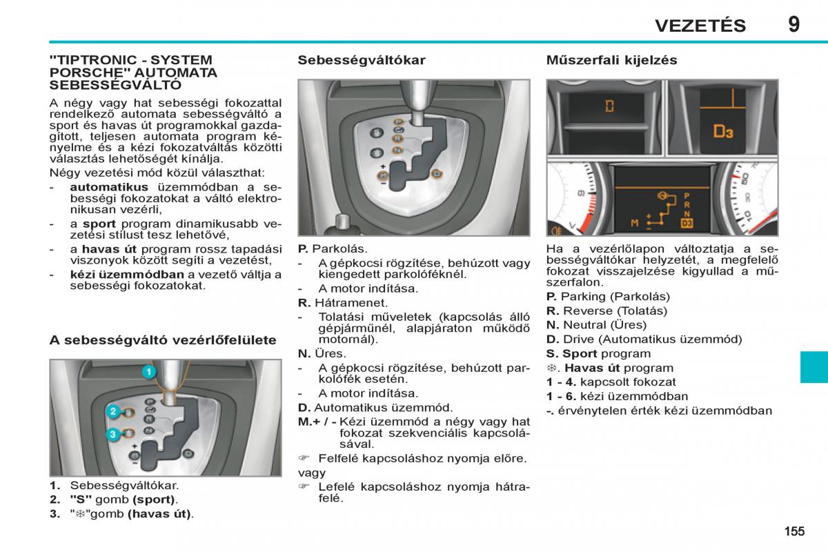 Peugeot 308 SW I 1 Kezelesi utmutato / page 157