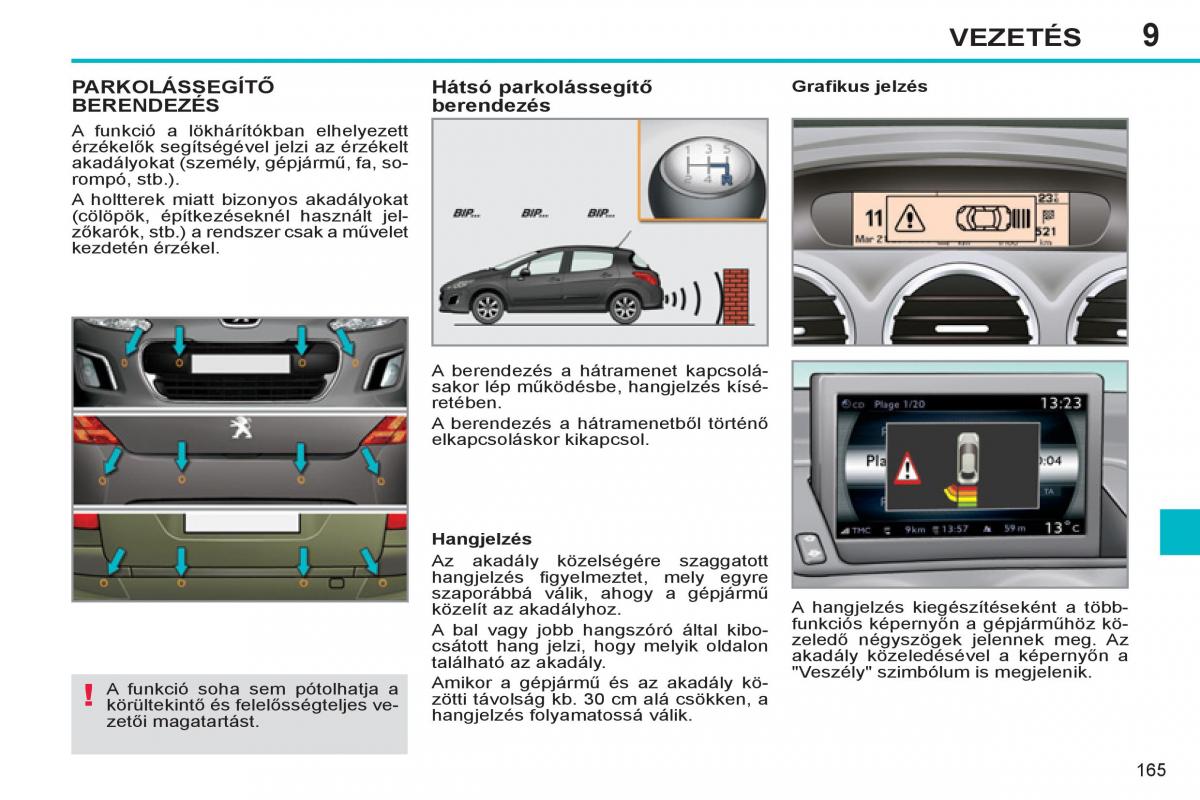 Peugeot 308 SW I 1 Kezelesi utmutato / page 167