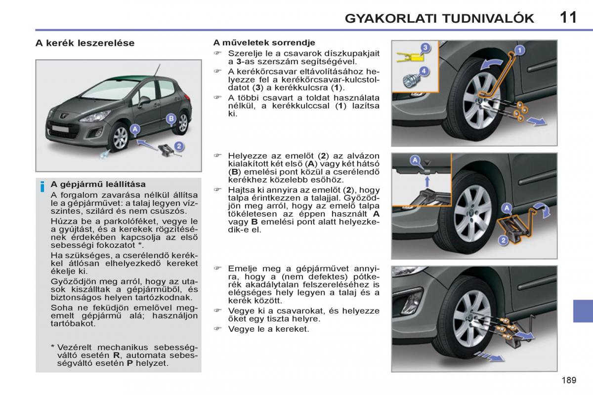 Peugeot 308 SW I 1 Kezelesi utmutato / page 191