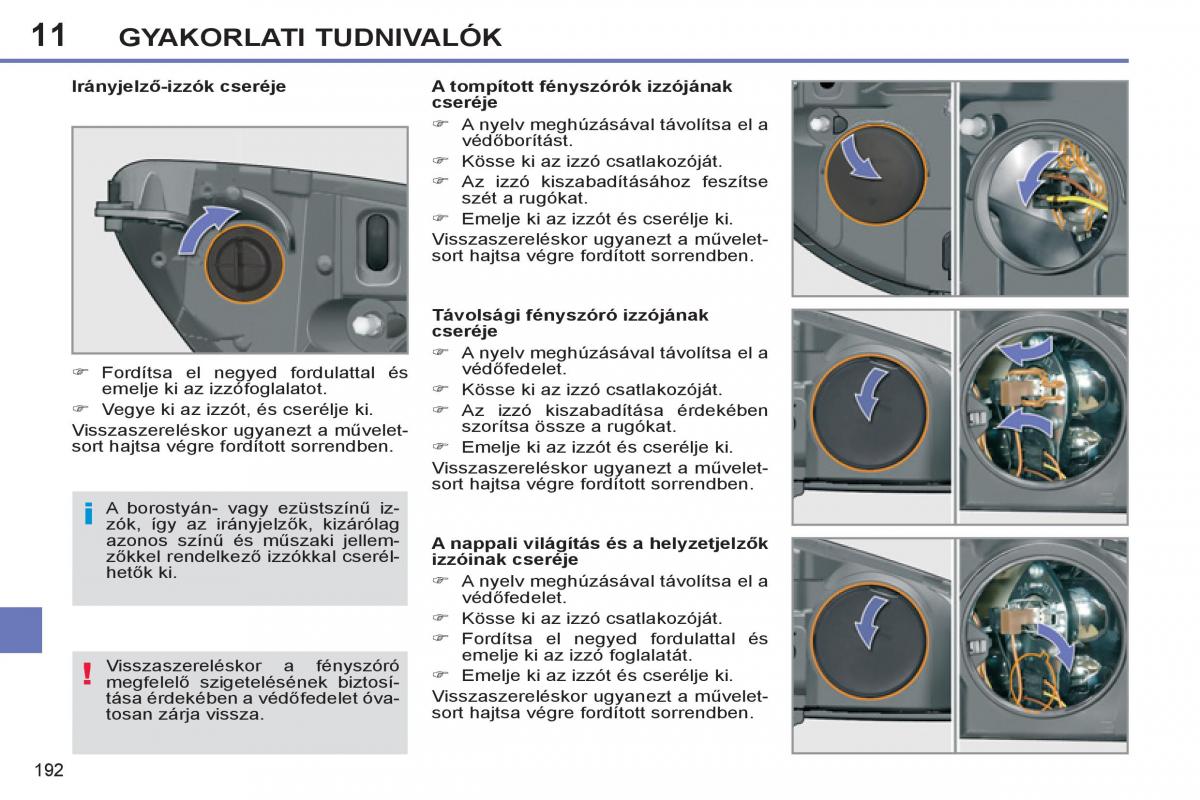 Peugeot 308 SW I 1 Kezelesi utmutato / page 194