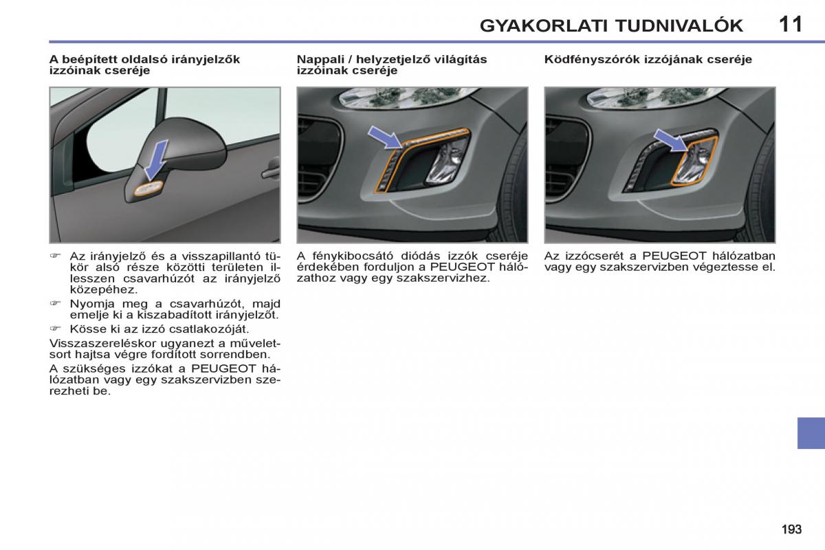 Peugeot 308 SW I 1 Kezelesi utmutato / page 195