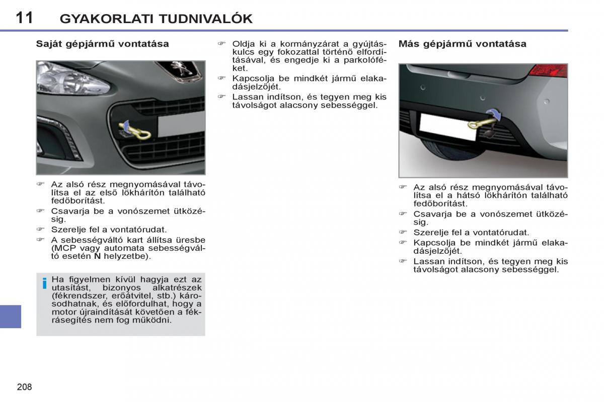 Peugeot 308 SW I 1 Kezelesi utmutato / page 210