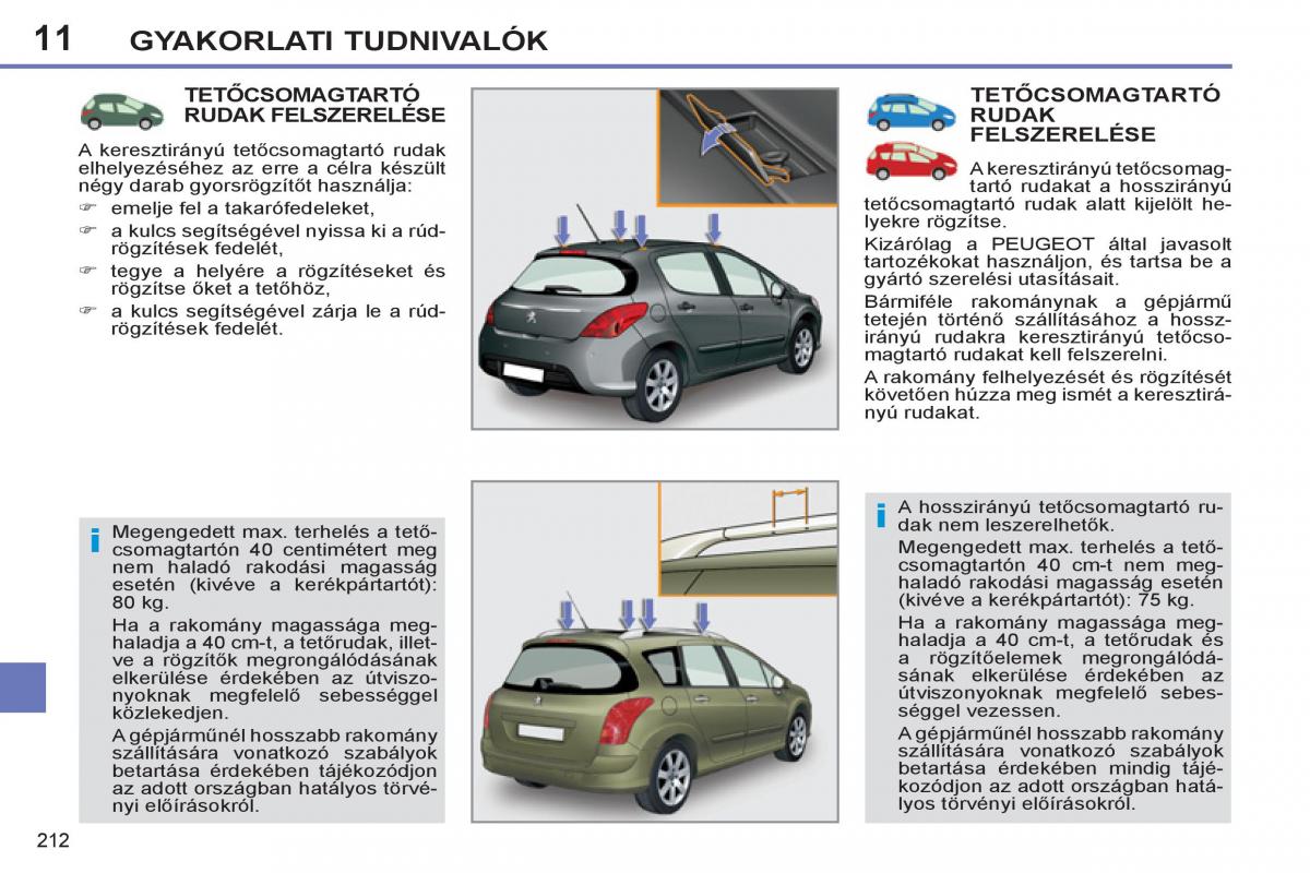 Peugeot 308 SW I 1 Kezelesi utmutato / page 214