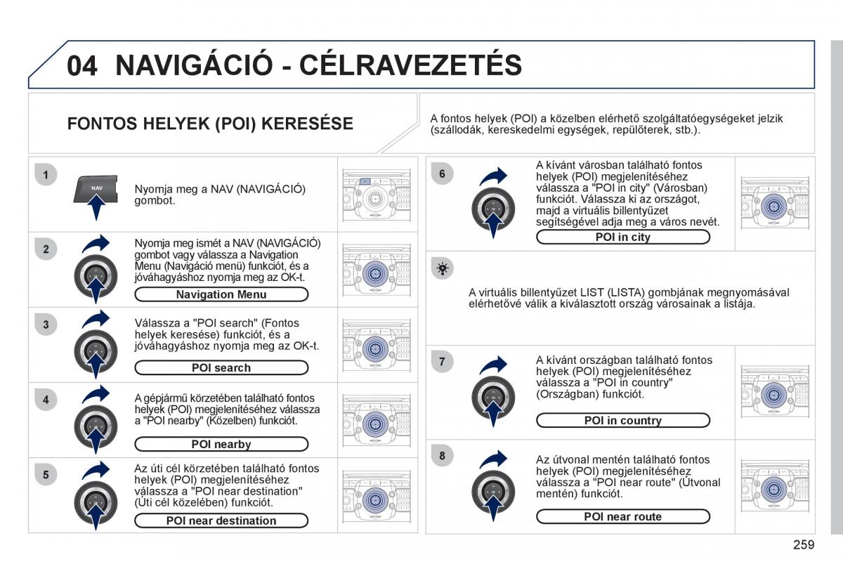 Peugeot 308 SW I 1 Kezelesi utmutato / page 261