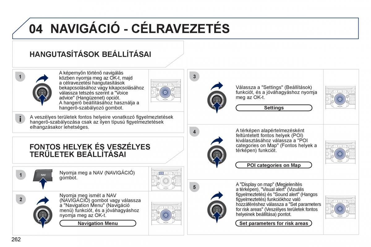 Peugeot 308 SW I 1 Kezelesi utmutato / page 264