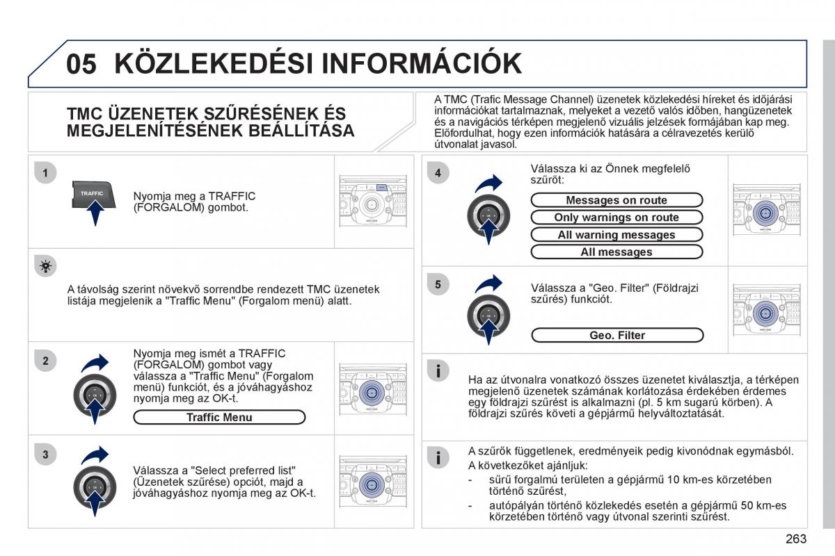 Peugeot 308 SW I 1 Kezelesi utmutato / page 265