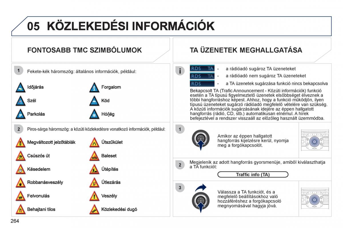 Peugeot 308 SW I 1 Kezelesi utmutato / page 266