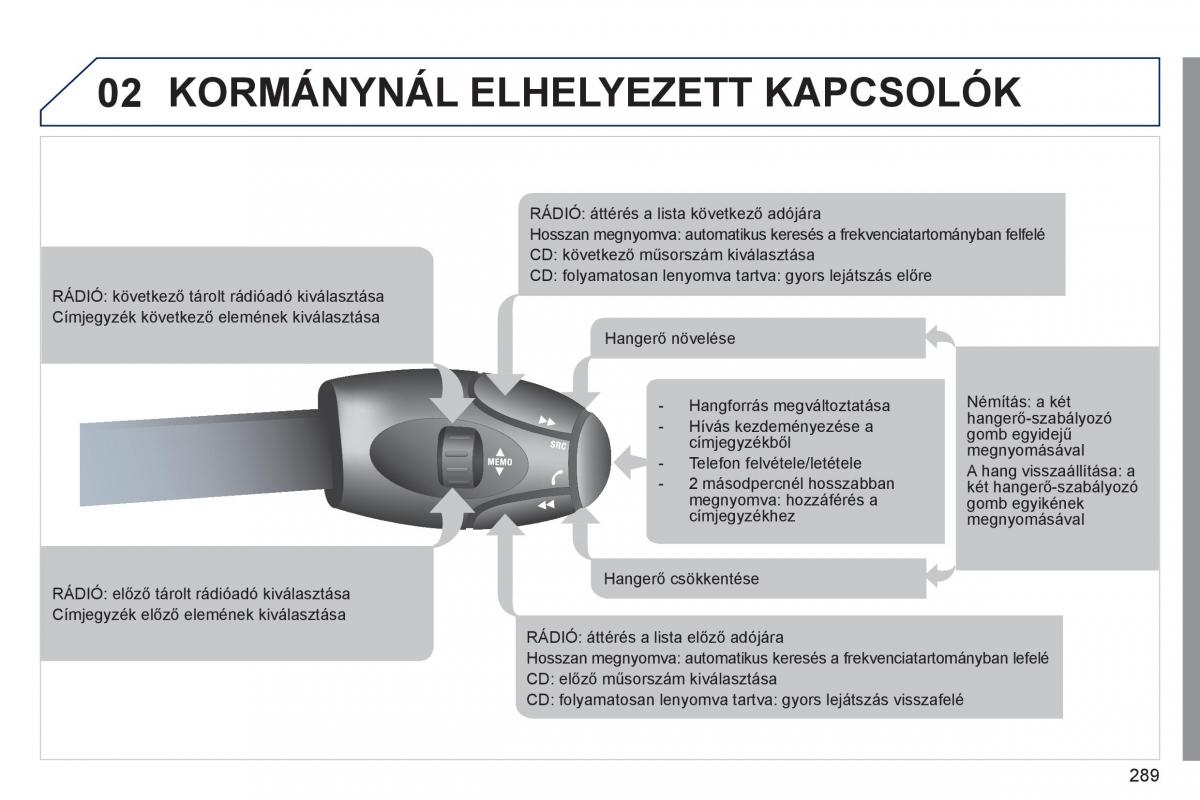 Peugeot 308 SW I 1 Kezelesi utmutato / page 291