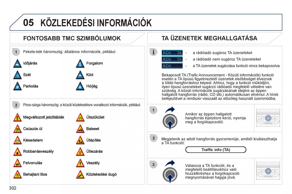 Peugeot 308 SW I 1 Kezelesi utmutato / page 304