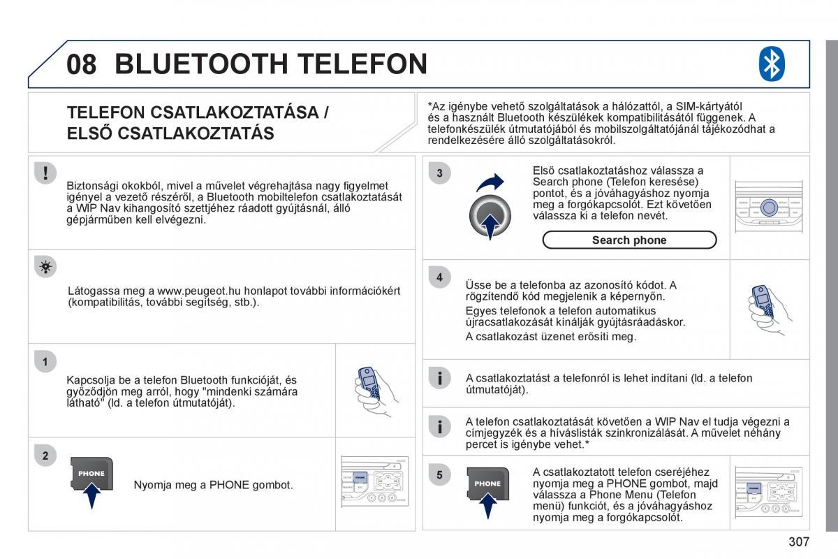 Peugeot 308 SW I 1 Kezelesi utmutato / page 309