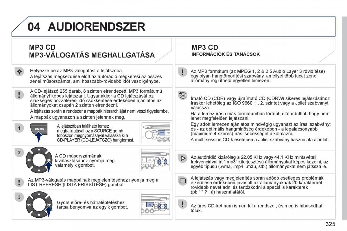 Peugeot 308 SW I 1 Kezelesi utmutato / page 327